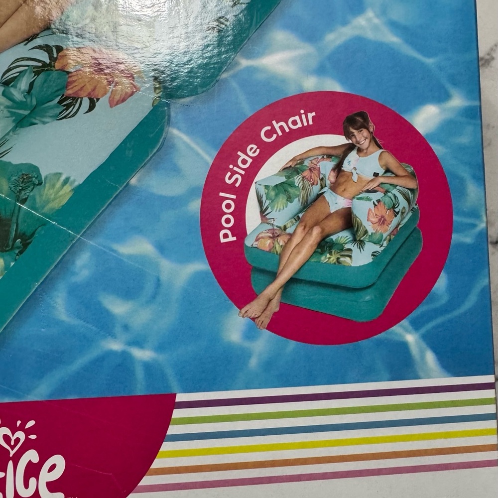 Justice 2 In 1 Foldable Pool Lounger And Chair Hibiscus 32.5" X 71" Pool - Picture 5 of 9